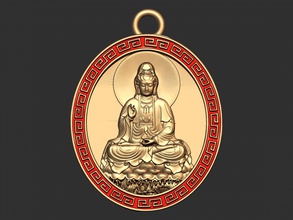 0125 buddha coin pendant ready 3d print model in pendants 3dexport jewel jewellery jewells cnc 3dprintable jewelry silver printable gold buddhism gautam god 3d print model - Mito3D