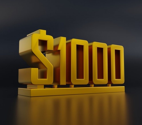 1000 dólar 3d impressão modelo in 3dexport dinheiro dollar sign ouro 3d print model - Mito3D