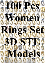 100 pcs 3d stl model women rings printer - lot 2 jewelry womens ring 3dm 3dmmodel stlmodel set diamond space anime skull 3d print model - Mito3D
