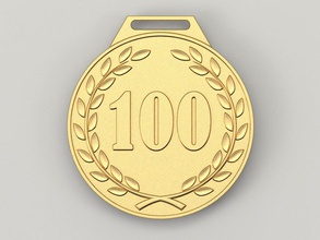 100 years anniversary medal cnc 3d-print stl award gold birthday celebration gift badge 100th hundredth century fivescore obj 3d print model - Mito3D