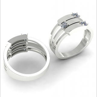 124 belle bague anneaux solitaire sterling imprimable diamant platine brillant mariage engagement bijou bijoux argent délicat lumière or blanc 3d print model - Mito3D