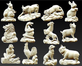 12 chino zodiacos 3d impresión modelo in animales 3dexport zodíaco 3d print model - Mito3D
