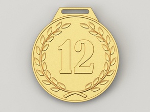 12 años aniversario medalla 3d impresión modelo in monedas insignias 3dexport cnc print stl premio oro cumpleaños celebracion regalo insignia doce 12th 3d print model - Mito3D