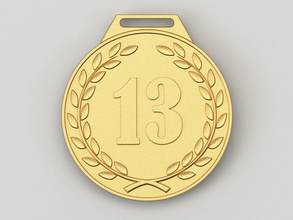 13 years anniversary medal cnc 3d-print stl award gold birthday celebration gift badge 13th thirteen 3d print model - Mito3D