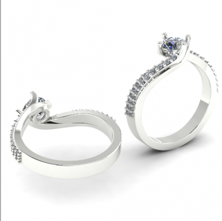140 anel mulheres argolas solitário esterlina imprimível diamante platina brilhante Casamento noivado jóia jóias prata joalheria delicado luz ouro branco 3d print model - Mito3D
