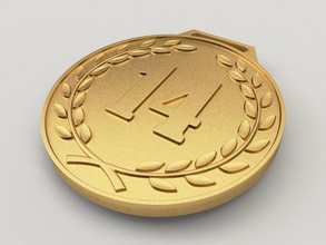 14 aniversário medalha 3d impressão modelo in moedas distintivos 3dexport cnc print stl prêmio ouro celebração presente distintivo 14th quatorze 3d print model - Mito3D