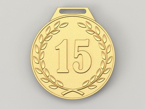 15 years anniversary medal 3d print model in coins badges 3dexport cnc 3d-print stl award gold birthday celebration gift badge 15th fifteenth 3d print model - Mito3D