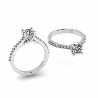 177 Engagement Ring Ringe Solitär Sterling druckbar Diamant Platin brillant Hochzeit Juwel Schmuck Silber zart Licht Gold Weiß 3d print model - Mito3D