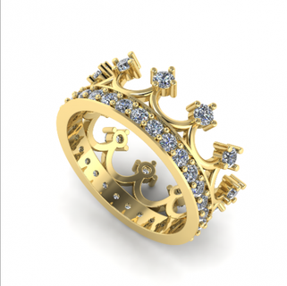 190 couronne bague anneaux solitaire sterling imprimable diamant platine brillant mariage engagement bijou bijoux argent délicat lumière or blanc 3d print model - Mito3D