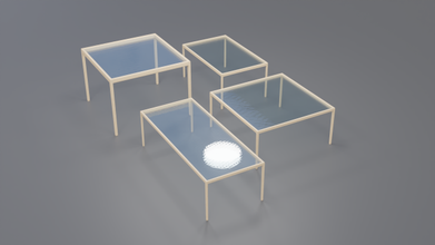 1966 dining table collection minimalistic glass textures baked blend blender 3d print model - Mito3D