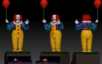 1990 fan art clown personaggio dell'orrore film 90s stl 3dprint pennywise tim curry 3d print model - Mito3D