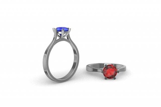 1ct Diamant Solitär Engagement Ring 5 Größen Hochzeit Gold Silber Mode 3dprintready 3dmodel brillant 3d print model - Mito3D