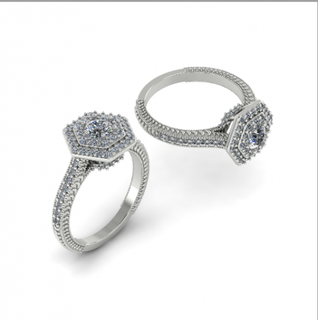 200 esagono squillare anelli solitario sterlina stampabile diamante platino brillante nozze Fidanzamento gioiello gioielleria argento delicato luce oro bianca 3d print model - Mito3D
