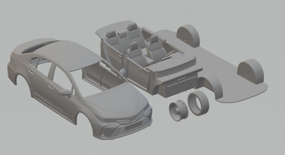 2019 toyota corola sedan híbrido kit 3d impressão modelo in veículo 3dexport diecast hotwheels quente rodas trem h0 fenda carro slotcar rc rcmodel prius camry avalon 3d print model - Mito3D