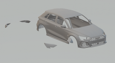 2022 audi rs3 sportback 3d impressão modelo in veículo 3dexport diecast slot car slotcar fenda carro quente hotwheels rc escotilha a3 s3 rs rs4 rs6 3d print model - Mito3D