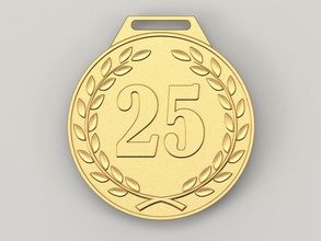 25 years anniversary medal 3d print model in coins badges 3dexport cnc 3d-print stl award gold birthday celebration gift badge 25th 3d print model - Mito3D