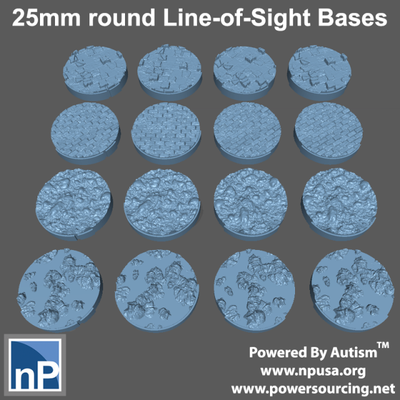 25mm line-of-sight bases free 3d print model in game accessories 3dexport base los sight modern military scifi spectre operations black powder red earth 3d print model - Mito3D