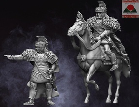 28mm ei romano comandante 3d stampa modello in figurine 3dexport romani legione legionario ufficiale antico roma miniature 3d print model - Mito3D
