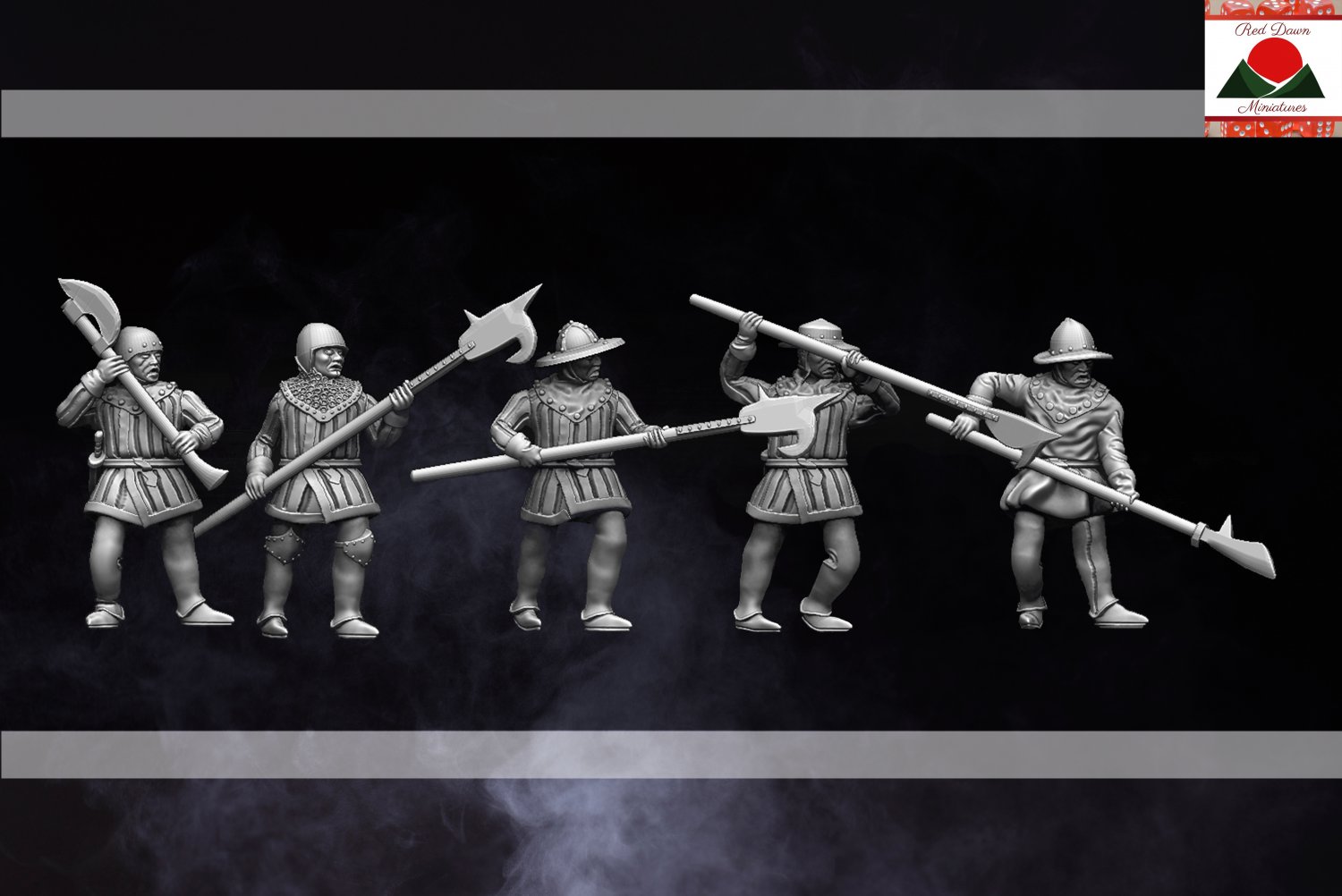 28mm medieval alabardeiro polearm infantaria 3d impressão modelo in estatuetas 3dexport soldados alabarda machado idades camponeses miniaturas jogos guerra 3D print model - Mito3D