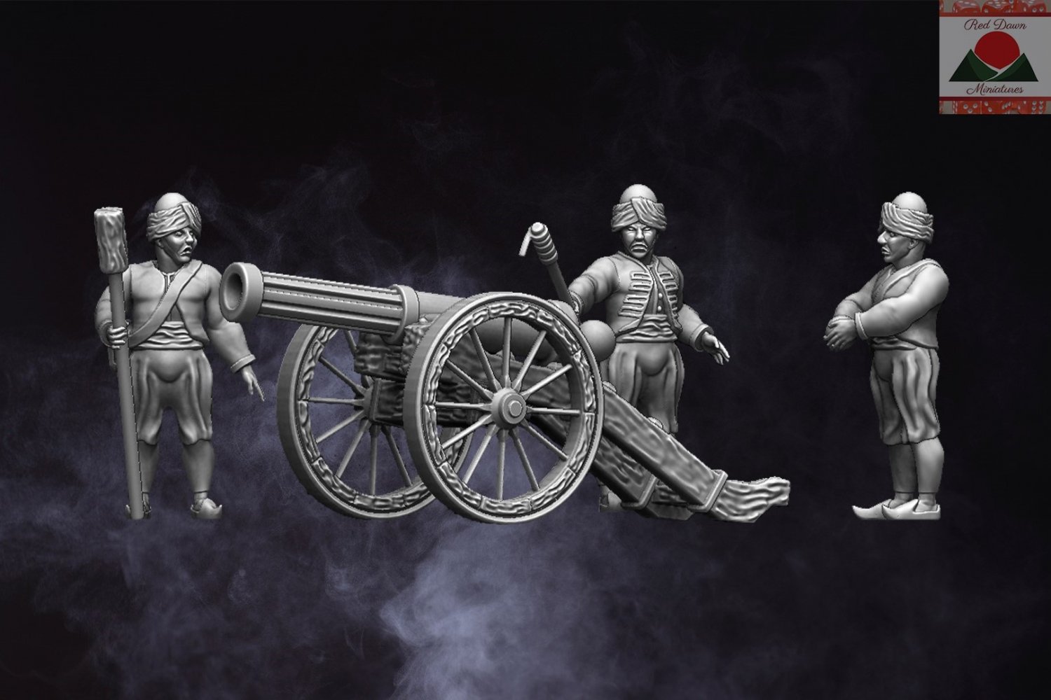 28mm napoléonien ottoman artillerie 3d impression modèle in figurines 3dexport napoléon empire canon dinde turc wargaming miniatures 3D print model - Mito3D