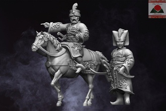 28mm napoleonic ottoman commanders 3d print model napoleon commander officer turkish wargaming tabletop miniatures janissaries janissary empire 3d print model - Mito3D