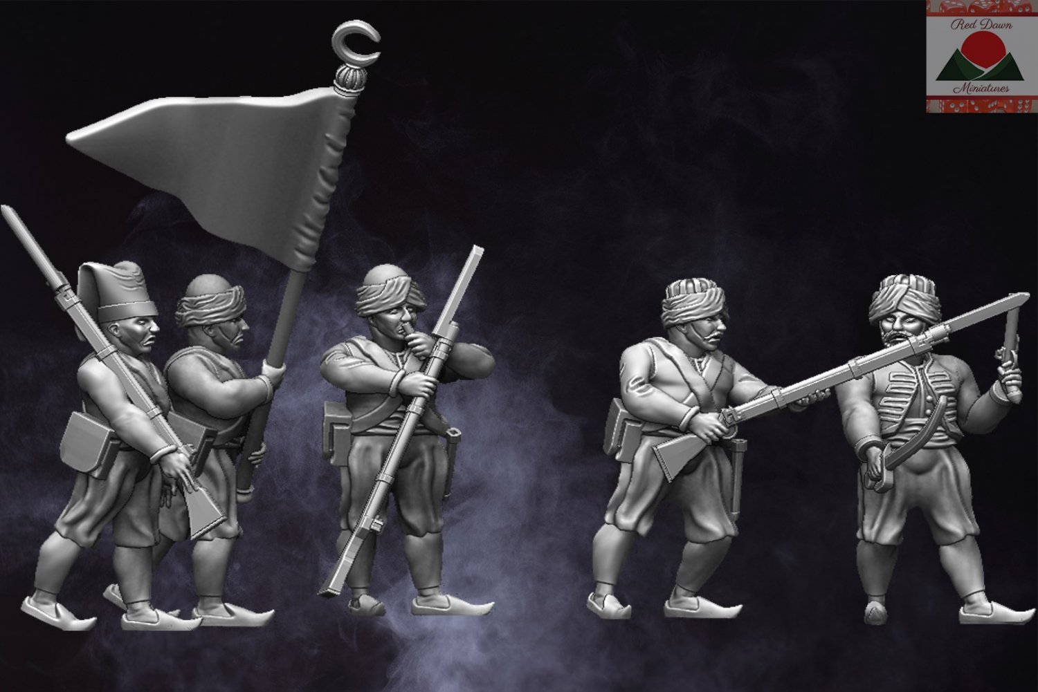 28mm napoleonic ottoman infantry 3d print model in figurines 3dexport napoleon wars turkish miniatures printing janissaries 3D print model - Mito3D