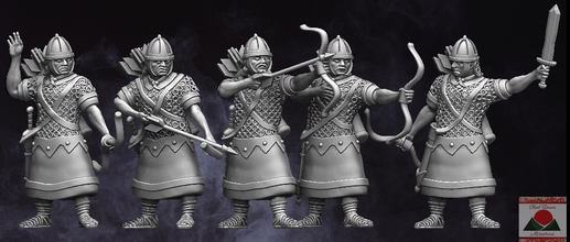 28mm roman auxiliary archers 3d print model in figurines 3dexport rome romans legion legionary ancients miniatures wargaming wargame 3d print model - Mito3D