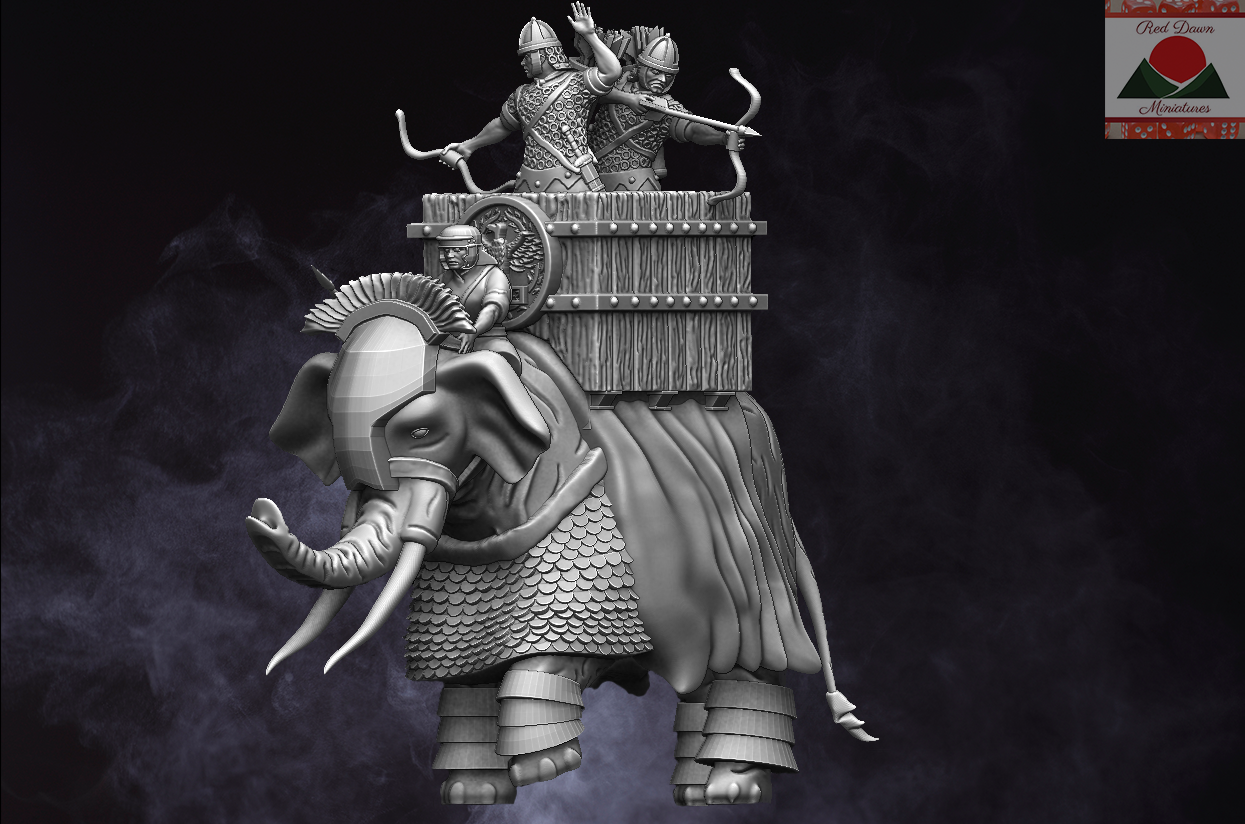 28mm romain auxiliaire guerre l'éléphant 3d impression modèle in figurines 3dexport romains rome ancien anciens miniatures wargaming jeux jouets objets 3D print model - Mito3D