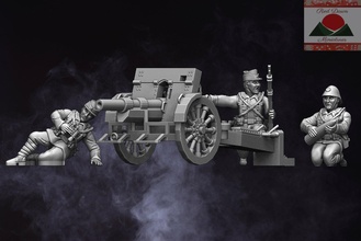 28mm romanian artillery ww2 3d print model in figurines 3dexport wargaming cannon anti tank resita skoda soldier miniatures 3d print model - Mito3D