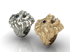2 lion anneaux imprimable cad exclusif or hommes de l'anneau la mode mariage gem rhiho cnc femme joyau bijoux 3d print model - Mito3D
