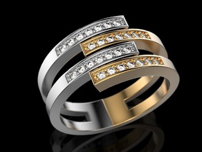 2 Metall-ring Schmuck drucken 3dprinted bedruckbar ist Ringe design ring Juwel golden Mode printabl gold prototyping Silber 3d print model - Mito3D