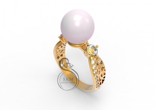 2 anneaux de perle 8mm convexe, concave gem bijoux joyau l'anneau or 3dmodel 3dprint imprimable le prototype 3djewel 3dwax la cire 3dprintmodel printjewel 3dring brillant pearl modèle 3d print model - Mito3D