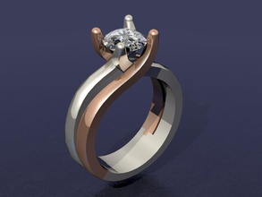2 tone ring 3d jewelry jewellry printable model gold silver gem diamond jewel 3d print model - Mito3D