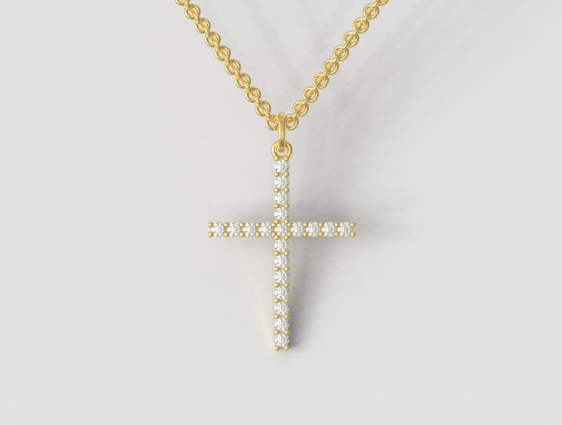 2mm diamant traverser pendentif 3d impression modèle in pendentifs 3dexport symbole bijoux or religion christian église dieu christ jésus collier gemme paulorani cross diamond jesus jewelry 3D print model - Mito3D