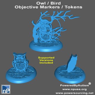 30mm owl tokens - objective markers free game accessories bmg batman court tabletop wargames token marker 3d print model - Mito3D
