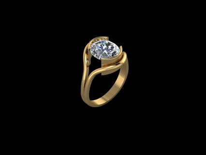 3 gehämmert Oval Ring Ringe Gold strukturiert Muster 3d print model - Mito3D