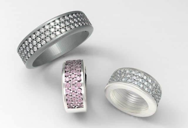 3 çiğ düğün yüzük evlilik yüzüğü yarı yol taşlar elmas 3raw halfway3raw juhannproduct 3D print model - Mito3D