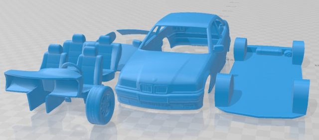 3 dizi e36 kompakt 1994 yazdırılabilir araba yuva ölçülü Tamiya rc miniz hobi mikro 3D print model - Mito3D