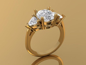 3-Stein-ring Diamanten ring 3stone Schmuck gem 3d print model - Mito3D