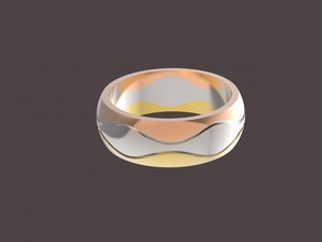 3 waves wedding ring gold sterling metal metallic printable jewelry jewellery beautiful lovely elegant color luxury shining platinum combination constructor 3d print model - Mito3D