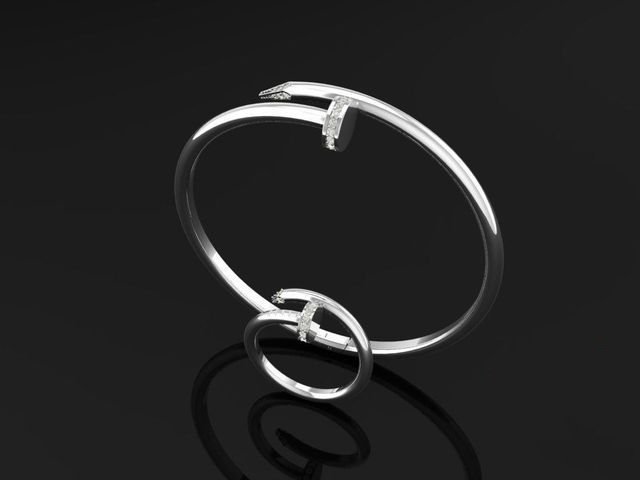 3d model Armband Ring Weiß metal Drucken Ringe modern Schmuck Armbänder druckbar Diamant Silber Gold bracelet jewelry Hochzeit Mode Sterling Design 3D print model - Mito3D