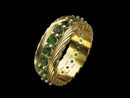 3d model oro anillo verde piedras anillos joyería joya lujo diamante plata diamond ring jewelry rings compromiso brillante Boda engagement libra esterlina imprimible light weight 3d print model - Mito3D