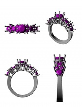 3d72 diamante Moda anillo joya plata oro bisutería joyería 3d print model - Mito3D