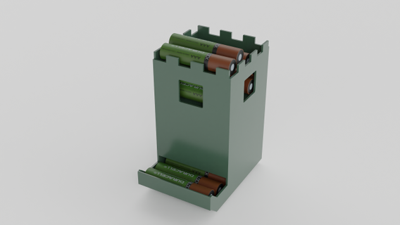 aa batterie spender 3d drucken modell 3dexport box elektronik elektrizität leistung paket recycling stapel energie alkalisch lager recyceln 3d print model - Mito3D