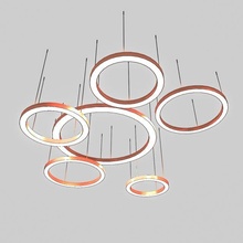 3d cerchio lampada impostato toccata pendente luce sellaio markus bischof lampadario soffitto illuminazione bar ristorante atrio Hotel anelli cerchi metallo guidato 3d print model - Mito3D