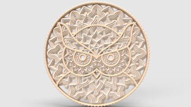 3d circular owl decor model print in accessories 3dexport cinema 4d r23 background bohemian decoration decorative design elegant ethnic floral flower 3d print model - Mito3D