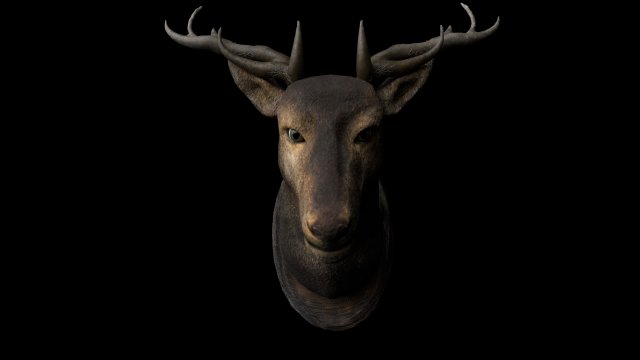 3d ciervo cabeza modelo low poly in fauna silvestre 3dexport muerto horror cráneo víspera santos zombi muerte escalofriante fallecido cara personaje cuerno animal animales 3D print model - Mito3D