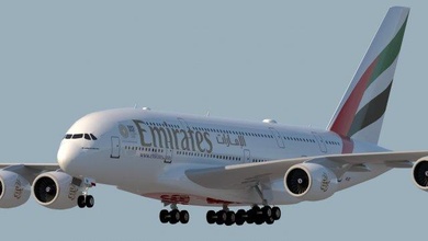 3d emirates airlines a380-861 model in bomber 3dexport airbus airbus-a380 flying jet 3d print model - Mito3D