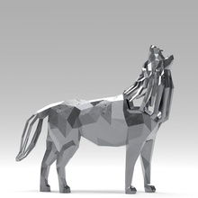 3d geometrisch heulen wolf statuette modell drucken figuren 3dexport drahtmodell kunst skulptur design spielzeug hund tier statue skulpturen miniaturen wald wildheit raubtier 3d print model - Mito3D