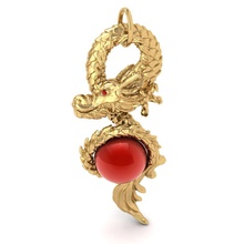 3d gold dragon pendent file cad design 3dm gem ruby genius jewelry model 3d print model - Mito3D